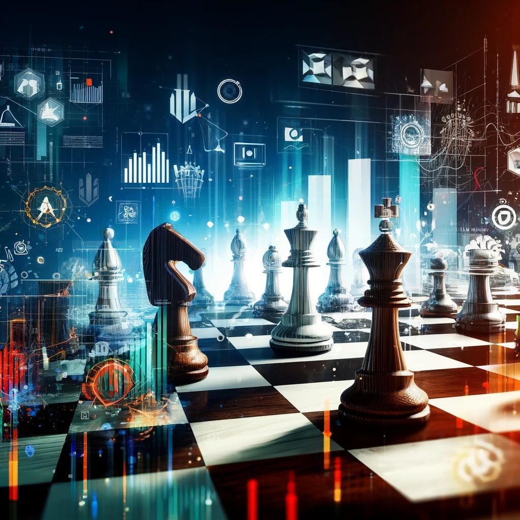 Scacchiera che riprende il concetto di marketing digitale